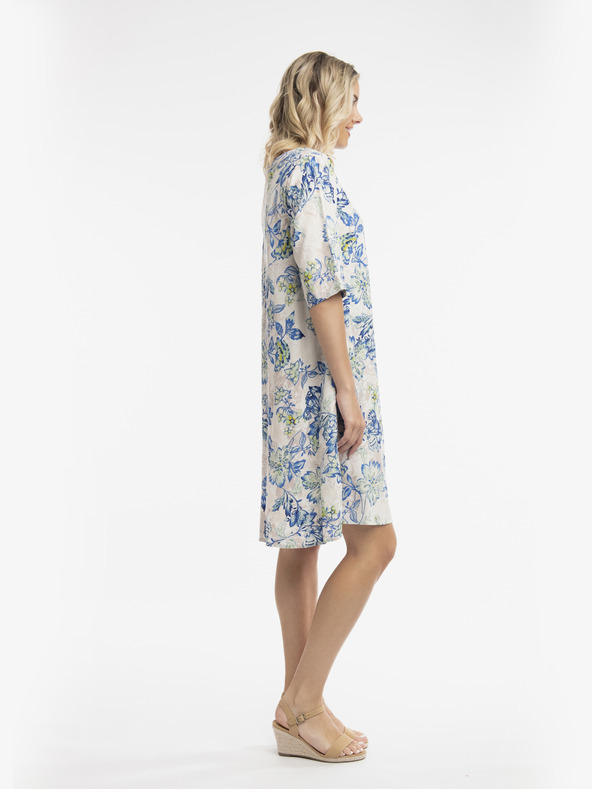 Orientique Bílo-modré dámské vzorované šaty Orientique Rhodes