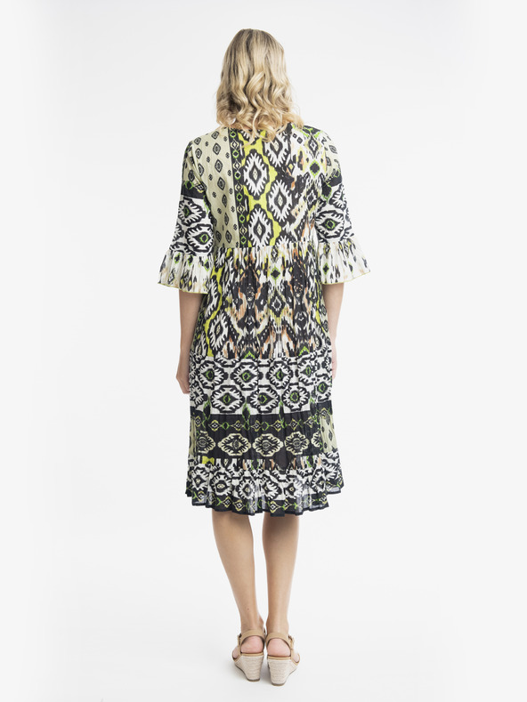 Orientique Bílo-zelené dámské vzorované šaty Orientique Izmir