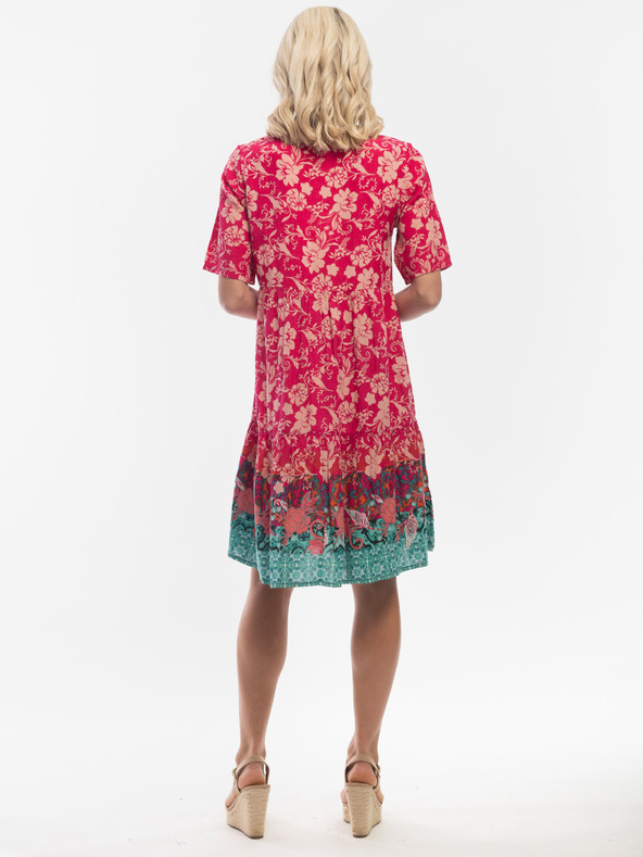 Orientique Tmavě růžové dámské květované šaty Orientique