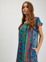 Orientique Modro-petrolejové dámské vzorované šaty Orientique