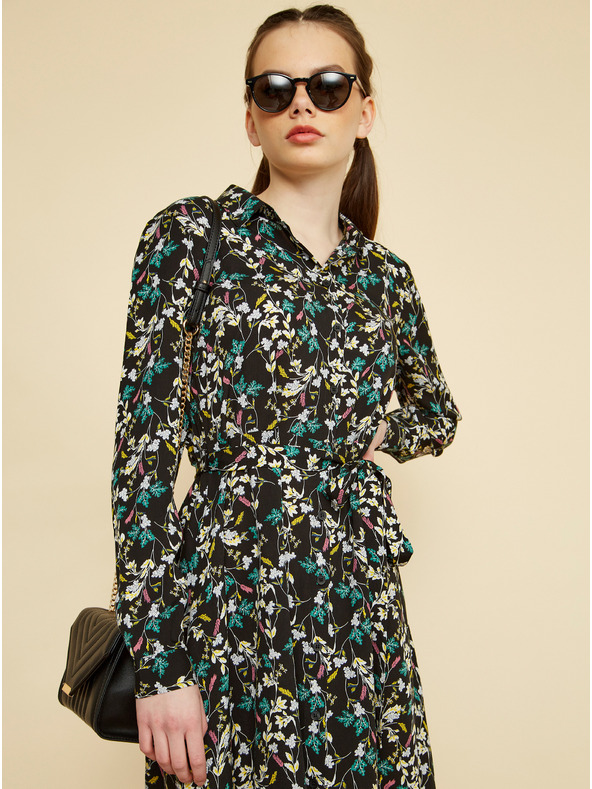 ZOOT.lab Černé květované košilové šaty ZOOT.lab Karlotta
