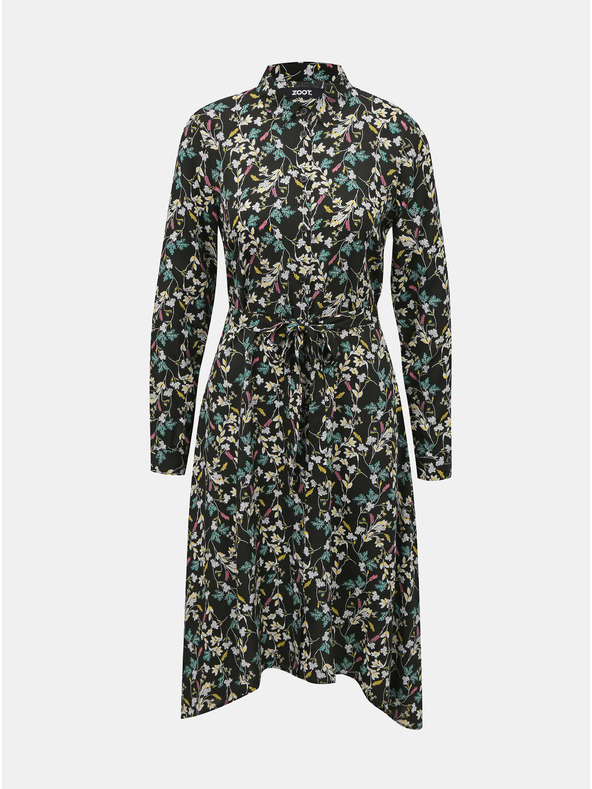 ZOOT.lab Černé květované košilové šaty ZOOT.lab Karlotta