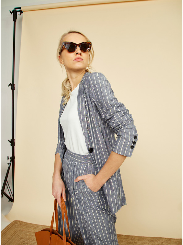 ZOOT.lab Šedomodré dámské pruhované sako ZOOT.lab Ursala