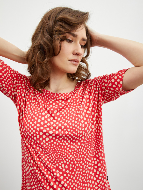 ZOOT.lab Béžovo-červené dámské vzorované tričko ZOOT.lab Normandie