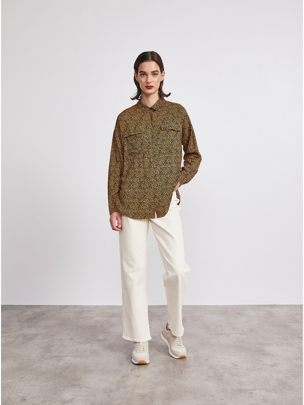 ZOOT.lab Černo-hnědá dámská vzorovaná volná košile METROOPOLIS by ZOOT.lab Ingrid