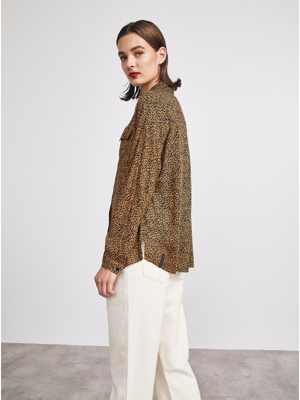 ZOOT.lab Černo-hnědá dámská vzorovaná volná košile METROOPOLIS by ZOOT.lab Ingrid