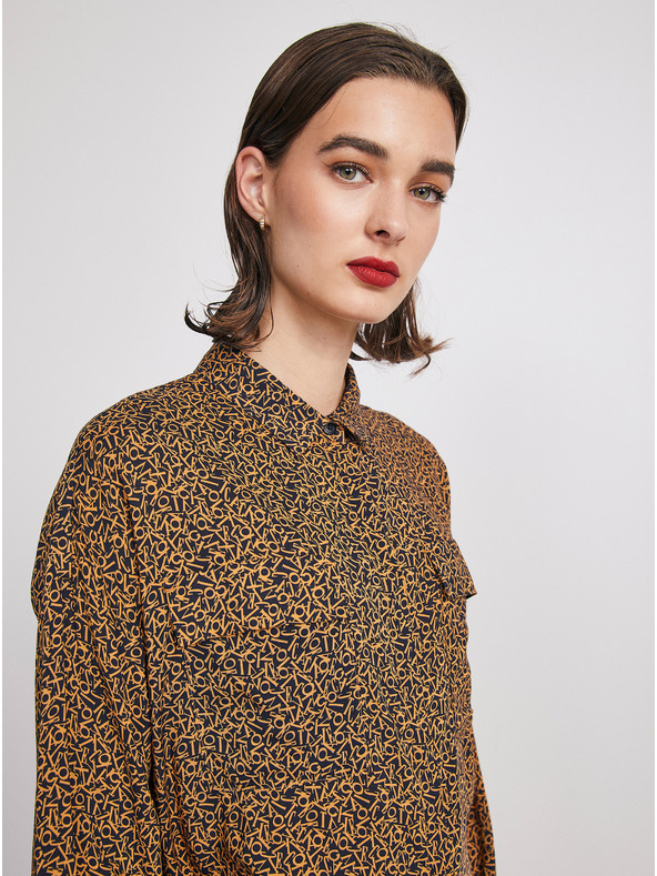 ZOOT.lab Černo-hnědá dámská vzorovaná volná košile METROOPOLIS by ZOOT.lab Ingrid