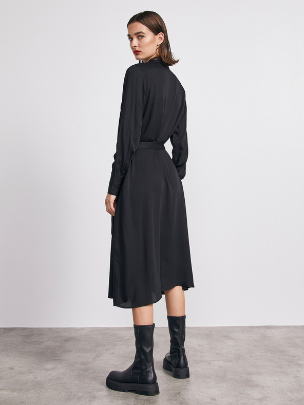 ZOOT.lab Černé dámské košilové midišaty METROOPOLIS by ZOOT.lab Sharon