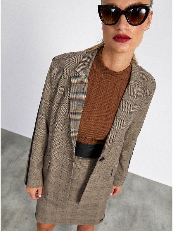 ZOOT.lab Světle šedá dámská károvaná pouzdrová sukně METROOPOLIS by ZOOT.lab Fatima