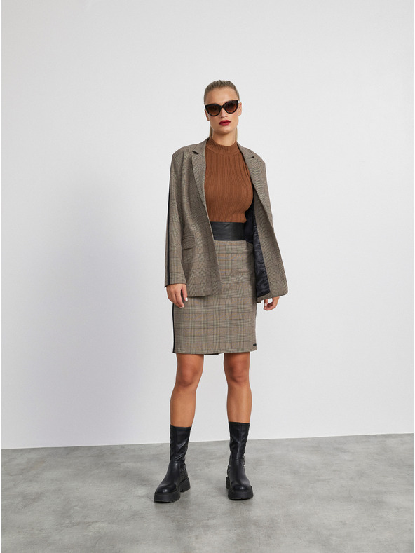 ZOOT.lab Světle šedá dámská károvaná pouzdrová sukně METROOPOLIS by ZOOT.lab Fatima