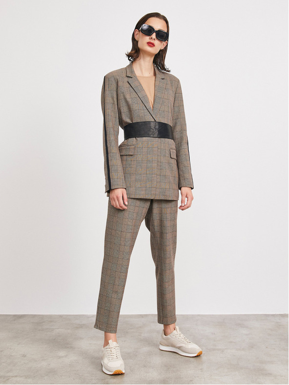 ZOOT.lab Světle hnědé dámské kárované sako METROOPOLIS by ZOOT.lab Blanche