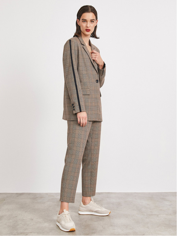 ZOOT.lab Světle hnědé dámské kárované sako METROOPOLIS by ZOOT.lab Blanche