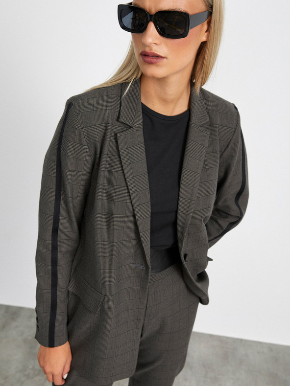 ZOOT.lab Tmavě šedé dámské kárované sako METROOPOLIS by ZOOT.lab Blanche