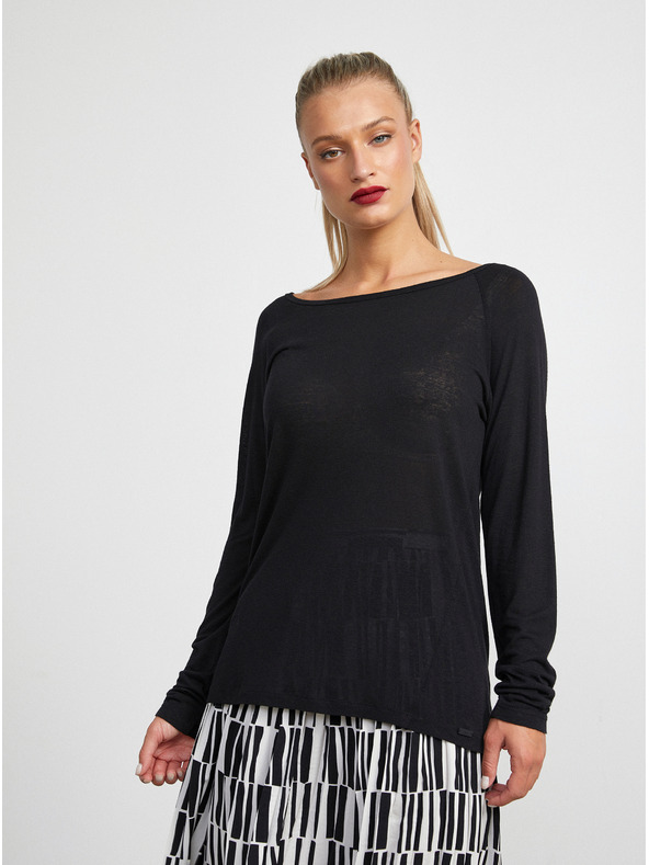 ZOOT.lab Černé dámské tričko s příměsí lnu METROOPOLIS by ZOOT.lab Elfie