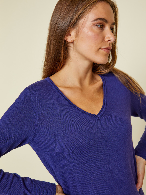 ZOOT.lab Tmavě modrý dámský basic svetr s véčkovým výstřihem ZOOT.lab Irma