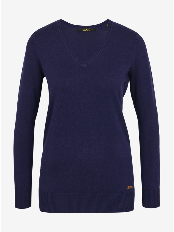 ZOOT.lab Tmavě modrý dámský basic svetr s véčkovým výstřihem ZOOT.lab Irma