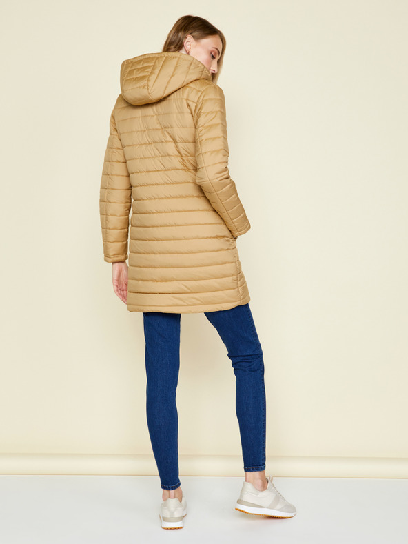 ZOOT.lab Zlatá dámská prošívaná prodloužená zimní bunda s kapucí ZOOT.lab Molly