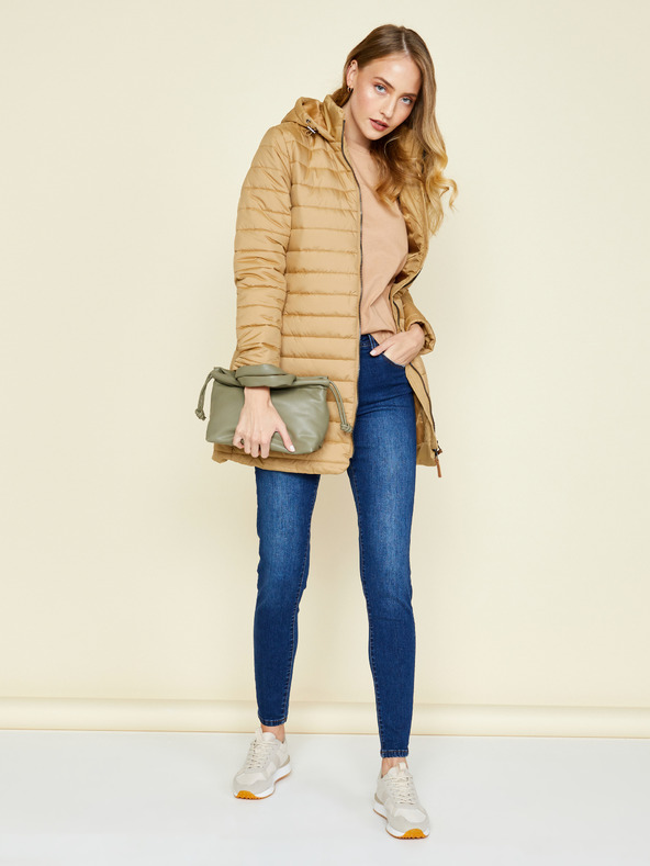 ZOOT.lab Zlatá dámská prošívaná prodloužená zimní bunda s kapucí ZOOT.lab Molly