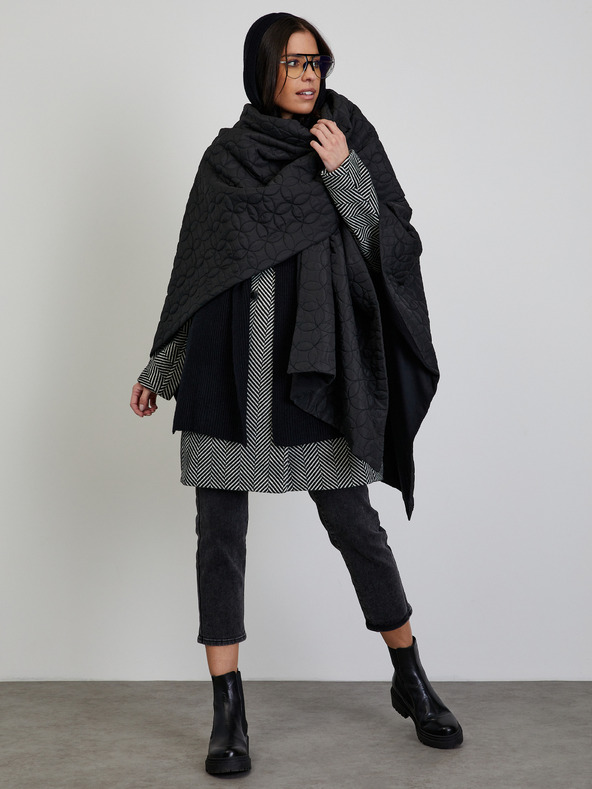 ZOOT.lab Bílo-černý dámský vzorovaný zimní kabát ZOOT.lab Sherry