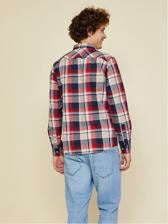 ZOOT.lab Béžovo-červená pánská kostkovaná  košile ZOOT.lab Ota