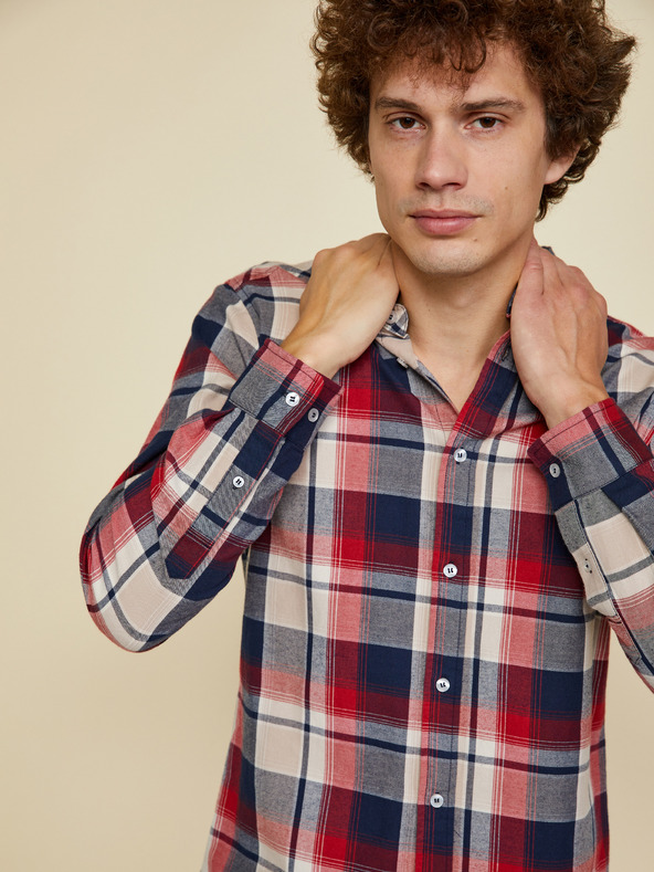 ZOOT.lab Béžovo-červená pánská kostkovaná  košile ZOOT.lab Ota