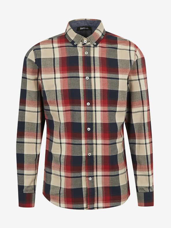 ZOOT.lab Béžovo-červená pánská kostkovaná  košile ZOOT.lab Ota