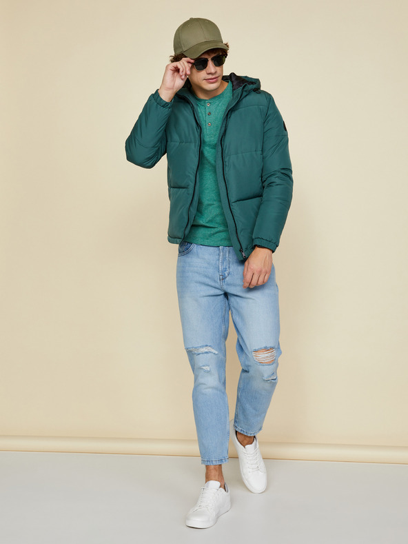 ZOOT.lab Tmavě zelená pánská prošívaná zimní bunda s kapucí ZOOT.lab Clark