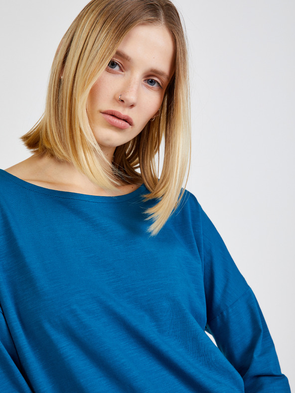 ZOOT.lab Petrolejové dámské basic tričko s dlouhým rukávem ZOOT.lab Evana