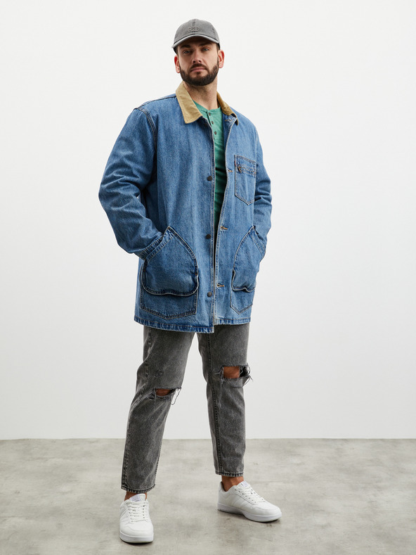 ZOOT.lab Zelené pánské žíhané tričko s knoflíky ZOOT.lab Diego