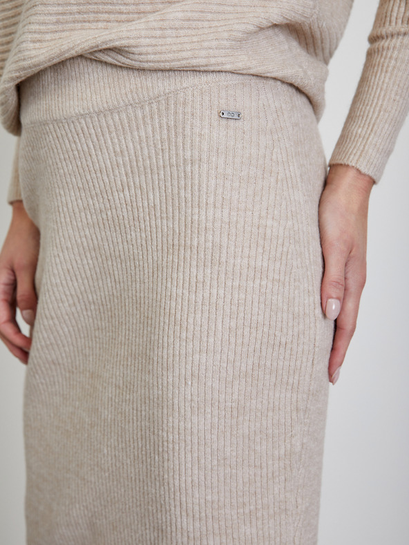 ZOOT.lab Béžová pletená pouzdrová midi sukně ZOOT.lab