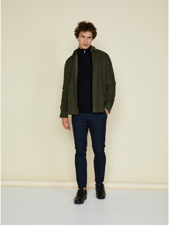 ZOOT.lab Černý pánský svetr na zip se stojáčkem ZOOT.lab Brad