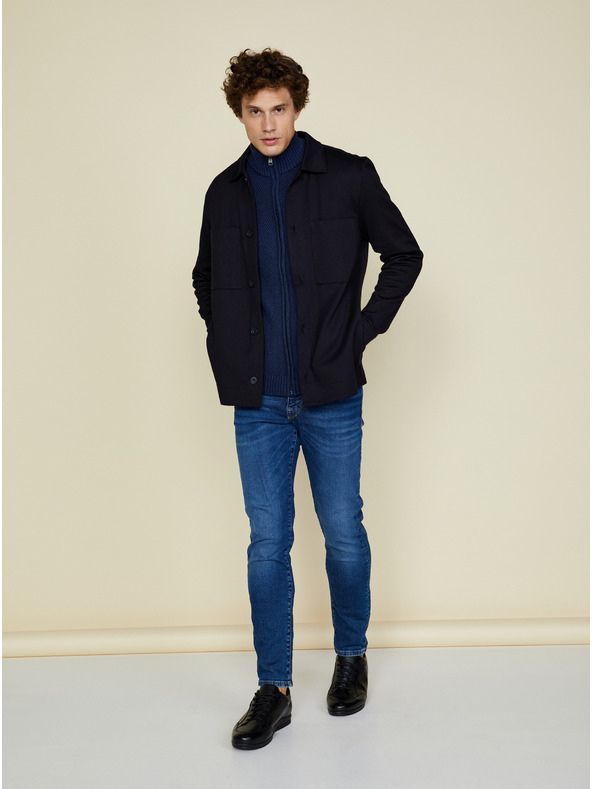 ZOOT.lab Tmavě modrý pánský svetr na zip se stojáčkem ZOOT.lab Brad