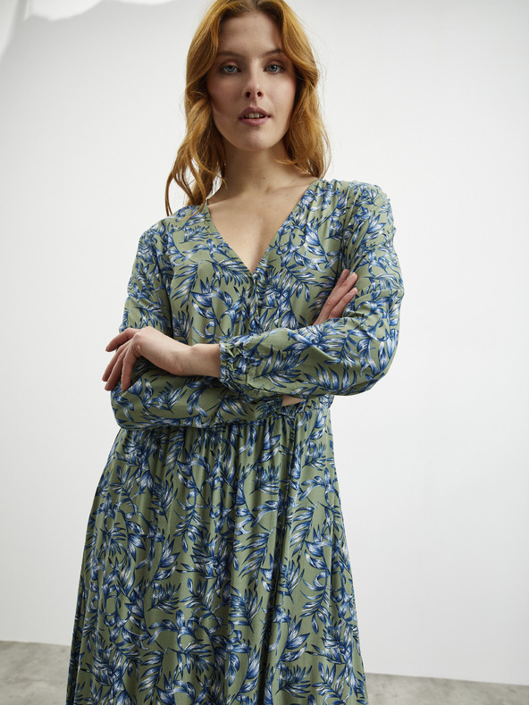 ZOOT.lab Modro-zelené dámské vzorované dlouhé šaty ZOOT.lab Eliane