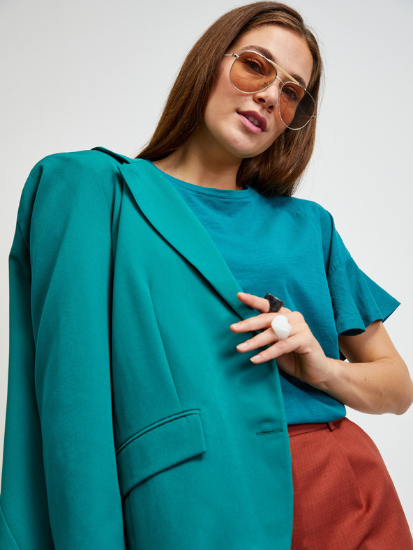 ZOOT.lab Petrolejové tričko s volánovými rukávy ZOOT.lab Aurelia