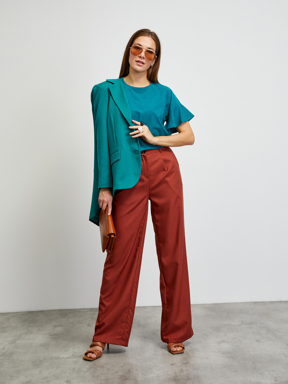 ZOOT.lab Petrolejové tričko s volánovými rukávy ZOOT.lab Aurelia