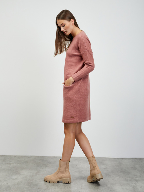 ZOOT.lab Starorůžové svetrové šaty s příměsí vlny ZOOT.lab Dania