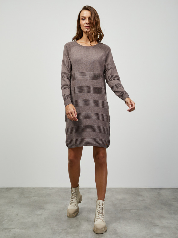 ZOOT.lab Hnědé svetrové pruhované šaty ZOOT.lab Bellarose