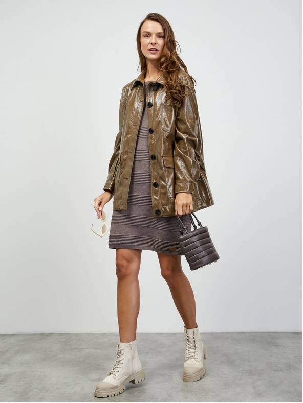 ZOOT.lab Hnědé svetrové pruhované šaty ZOOT.lab Bellarose