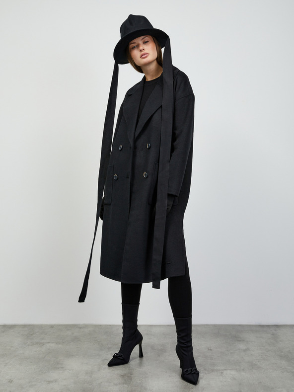 ZOOT.lab Černý dámský přechodný kabát s příměsí vlny ZOOT.lab Kalita