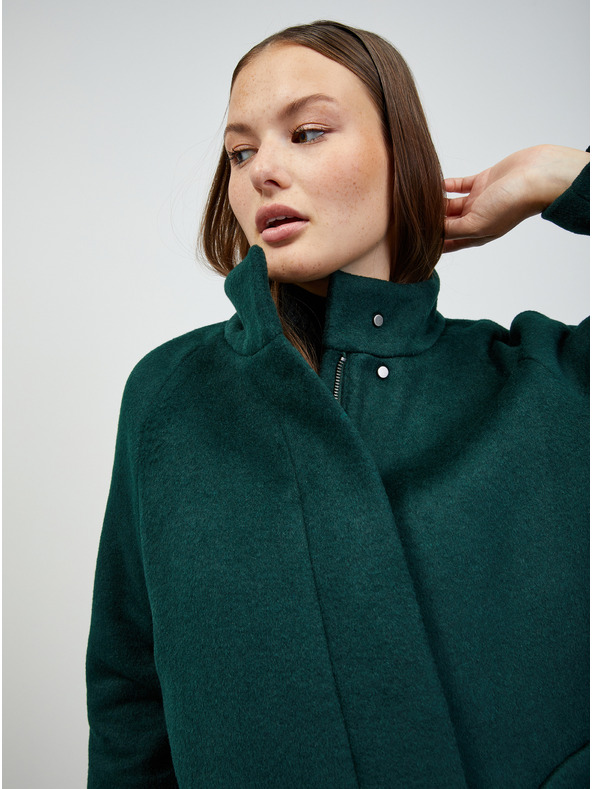 ZOOT.lab Tmavě zelený dámský kabát s příměsí vlny ZOOT.lab Tiffy