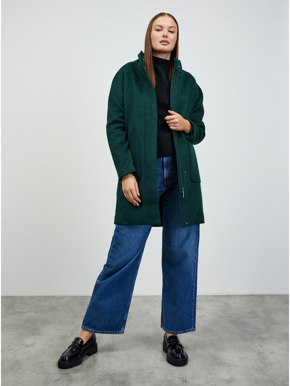 ZOOT.lab Tmavě zelený dámský kabát s příměsí vlny ZOOT.lab Tiffy