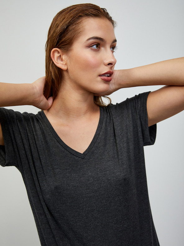 ZOOT.lab Tmavě šedé dámské žíhané basic tričko ZOOT.lab Adriana 4