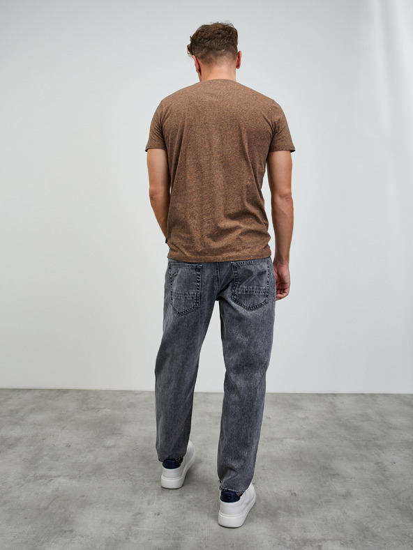 ZOOT.lab Hnědé pánské žíhané basic tričko ZOOT.lab Rex