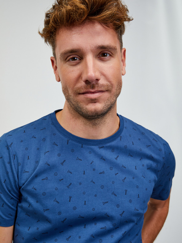 ZOOT.lab Modré pánské vzorované tričko ZOOT.lab Rowan
