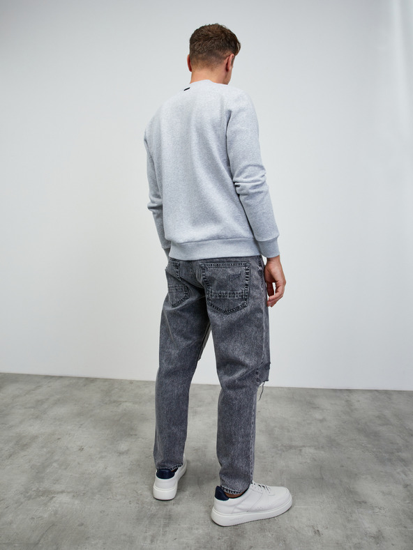 ZOOT.lab Světle šedá pánská žíhaná basic mikina na zip ZOOT.lab Keanu