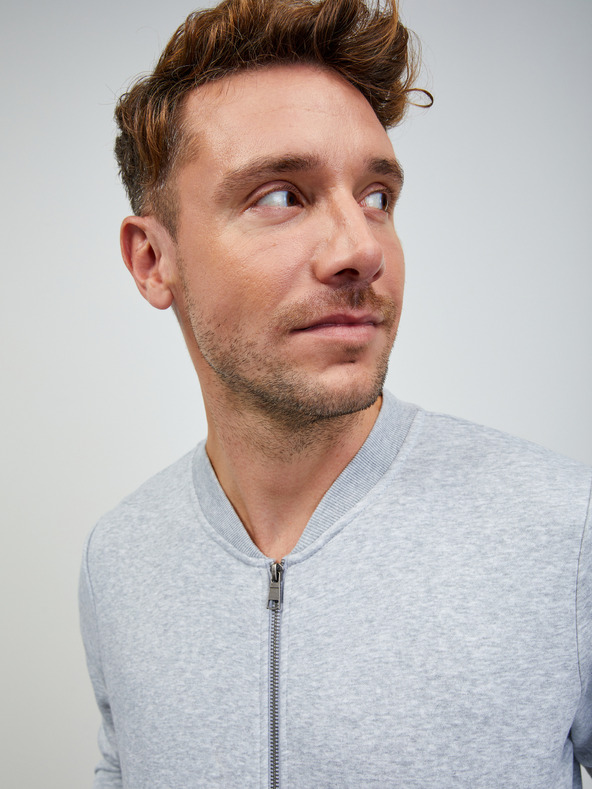 ZOOT.lab Světle šedá pánská žíhaná basic mikina na zip ZOOT.lab Keanu