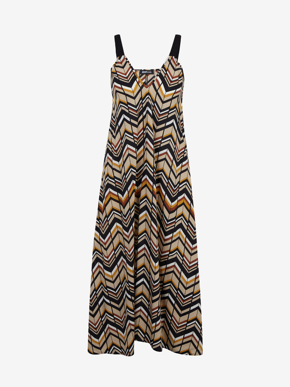 ZOOT.lab Černo-hnědé dámské vzorované midišaty ZOOT.lab Nichel