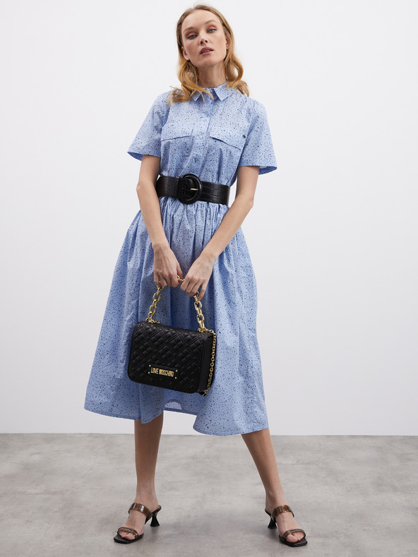 ZOOT.lab Světle modré dámské vzorované košilové midišaty ZOOT.lab Reed