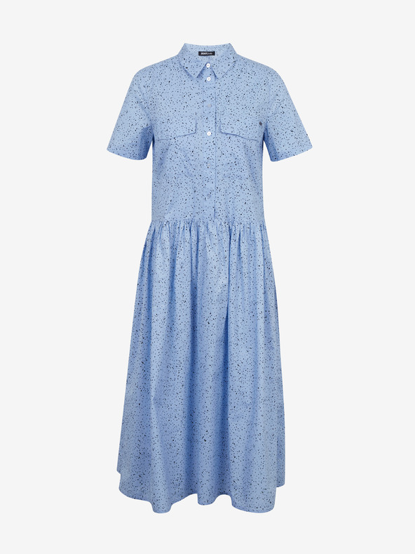 ZOOT.lab Světle modré dámské vzorované košilové midišaty ZOOT.lab Reed
