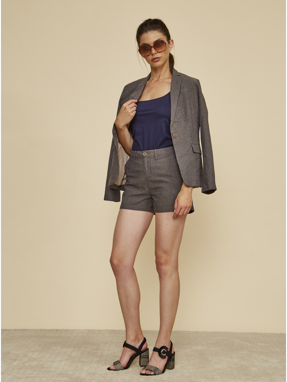 ZOOT.lab Béžové dámské pruhované kraťasy s příměsí lnu ZOOT.lab Jade